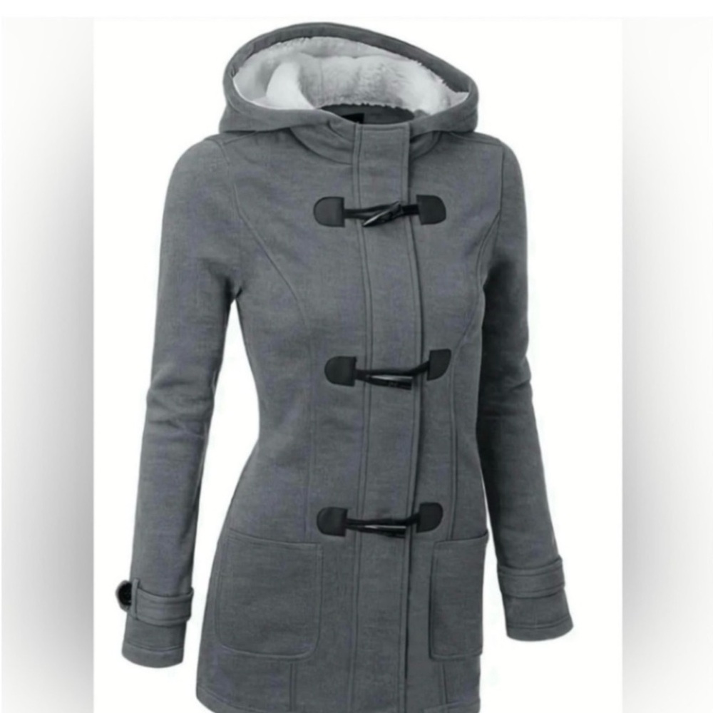 Grey Hooded Toggle Duffle Coat